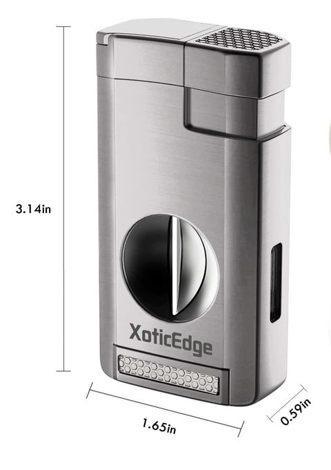 Lumina Triple Torch Lighter with Built-In V-Cut Cutter – Gunmetal Gray