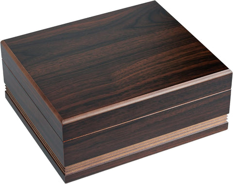 Duke Routered Walnut Finish Cigar Humidor – Holds 25–50 Cigars