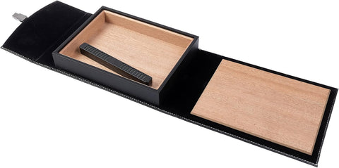 Florence Black Leather Travel Cigar Humidor Case – Holds Up to 10 Cigars