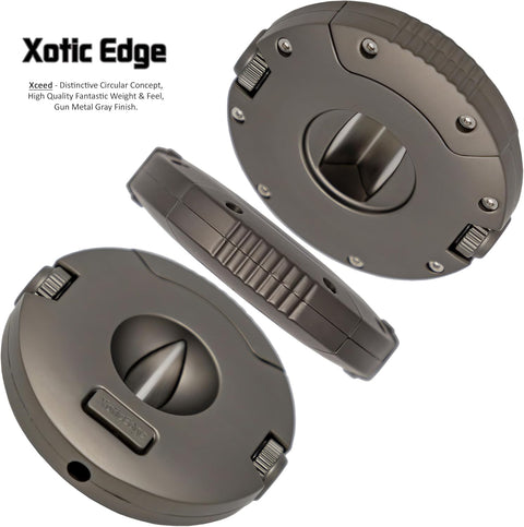 V-Cut & Punch-Cut Combination Metal Stainless Steel Blades Cigar Cutter – Gun Metal