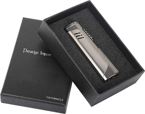 Contemporary Triple Jet Torch Lighter with Built-in Punch – Gun Metal Finish