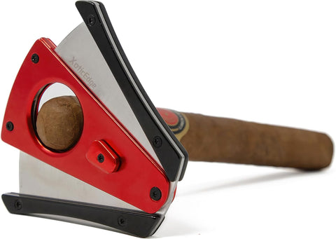 Metallic Red & Black Dual Wing Aluminum Cigar Cutter – 64 Ring Gauge