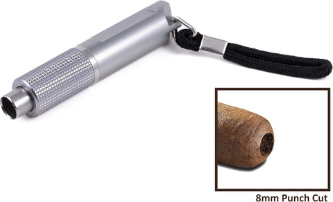 Etched Twist-Action Retractable Cigar Punch Cutter – Silver