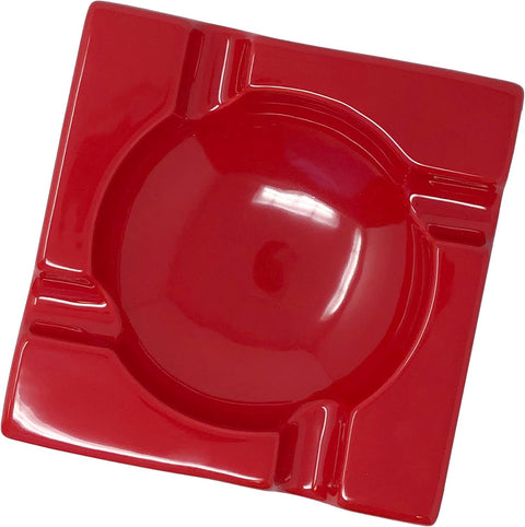 Prestige Import Group - Large Ceramic Contemporary Ashtray - High Gloss Red
