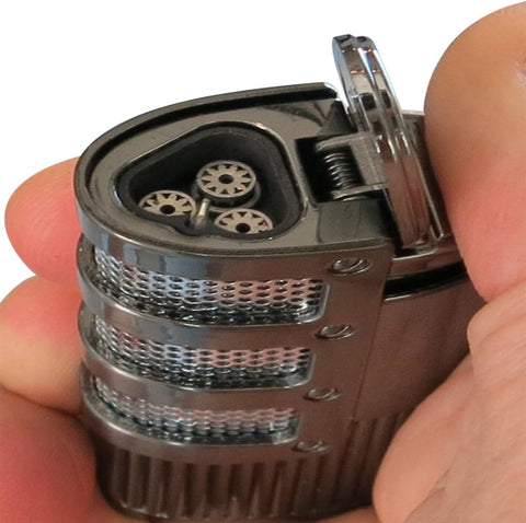 Triple Torch Punch Lighter – Gun Metal Mesh
