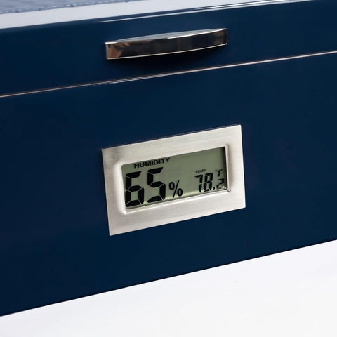 Hampton Royal Blue Leather & Lacquer Humidor – 200 Cigar Capacity