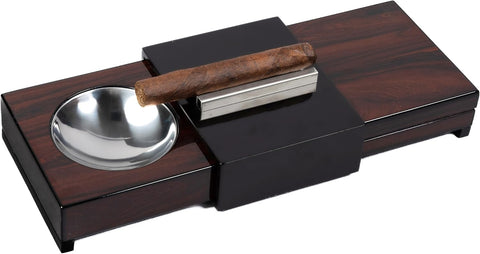 Prestige 2-in-1 Ashtray & Hidden Humidor – Brazilian Wood Finish