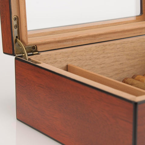 Cherry Glass-Top Cigar Humidor – Holds 25–50 Cigars