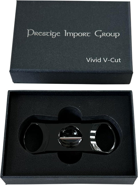 Metal Body V-Cut Cigar Cutter – High Gloss Black with Matte Silver Accents