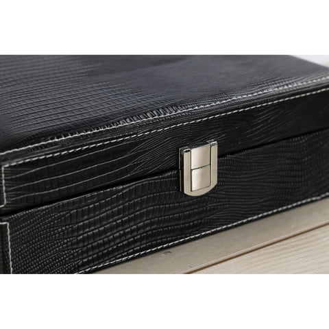 Alligator Pattern Leather Cigar Humidor Gift Set – Black – 25 Cigar Capacity