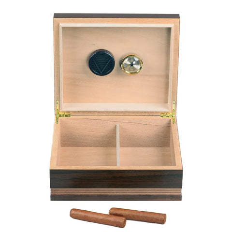 Duke Routered Walnut Finish Cigar Humidor – Holds 25–50 Cigars