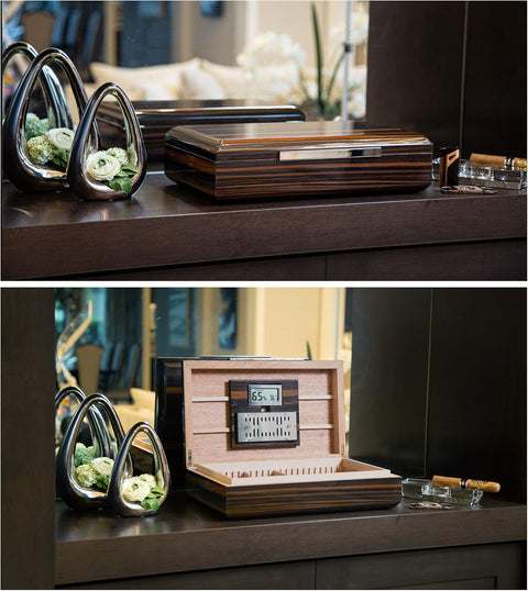 Vanderbilt 120 Ct. Ebony Lacquer Humidor with Slotted Divider System