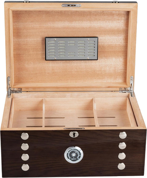 Montgomery Arch-Top Cigar Humidor – Dark Elm Finish – 150 Cigar Capacity