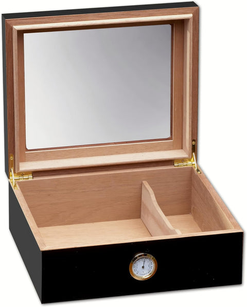 Chardonnay Dark Walnut Wood Cigar Humidor – Holds Up to 50 Cigars