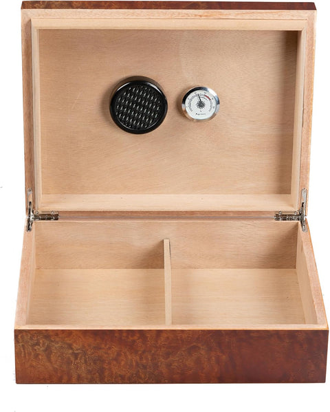 Vizcaya Makore Pommele Exotic Wood Cigar Humidor – Holds 25–40 Cigars