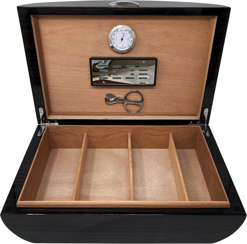 Waldorf Ebony Arc Top Cigar Humidor – 150 Cigar Capacity