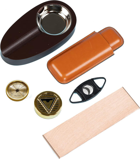 Diplomat Cherry Finish Cigar Humidor Gift Set – 25 to 50 Capacity