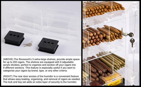 250 Ct. Acrylic & Wood Display Humidor – 9-Bin Retail Counter Humidor with Hygrometer
