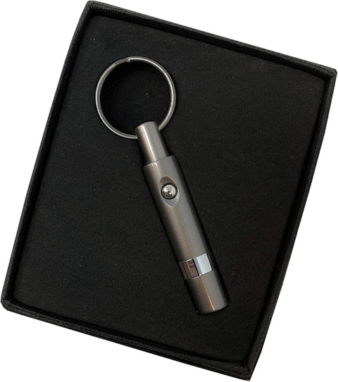 Retractable Bullet Cigar Punch Cutter Keychain Gray