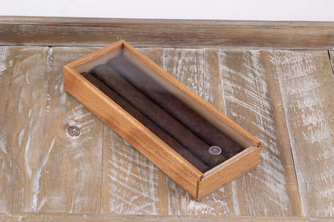 3-Cigar Wooden Promotional Box with Clear Acrylic Slide Top