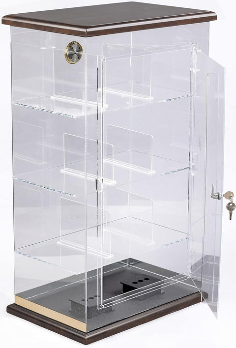 250 Ct. Acrylic & Wood Display Humidor – 9-Bin Retail Counter Humidor with Hygrometer