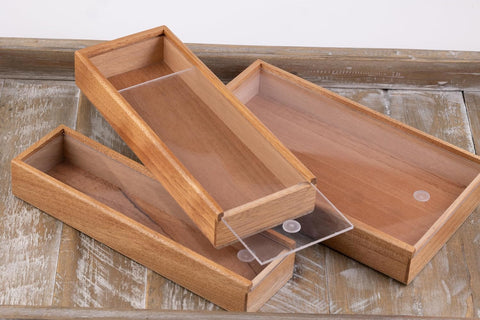 2-Cigar Wooden Promo Display Box with Sliding Acrylic Top