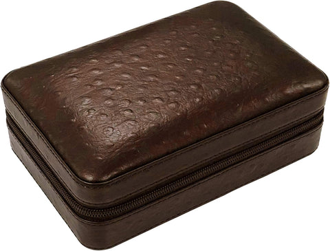 Brown Travel Cigar Humidor Set – Includes Humidifier, Cutter & Lighter