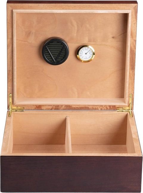 Chardonnay Dark Walnut Wood Cigar Humidor – Holds Up to 50 Cigars