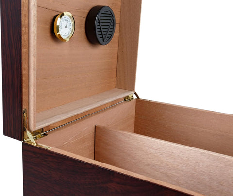 Chalet Desktop Cigar Humidor with Hygrometer and Humidifier 25-50 Cigars Cherry