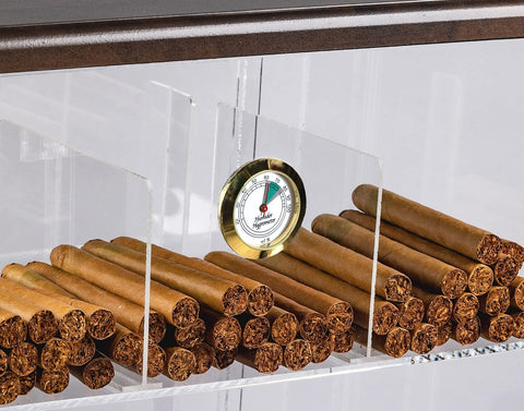 250 Ct. Acrylic & Wood Display Humidor – 9-Bin Retail Counter Humidor with Hygrometer