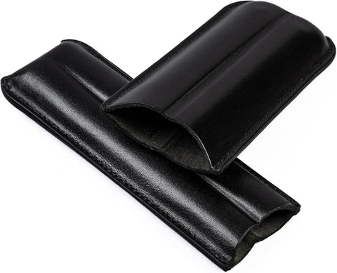 2 Cigar Holder Bonded Leather Travel Case – Black