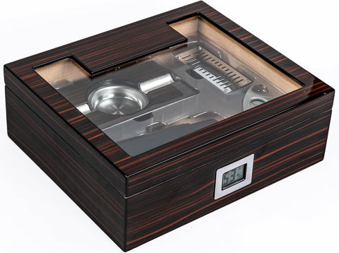 Kensington Cigar Humidor Gift Set – Holds Up to 75 Cigars