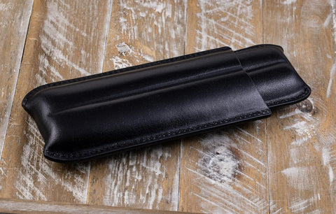 2 Cigar Holder Bonded Leather Travel Case – Black