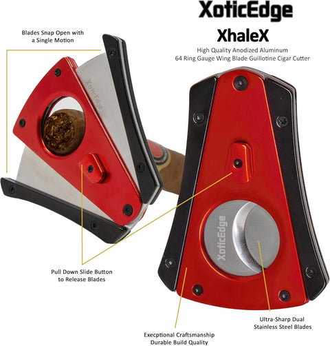 Metallic Red & Black Dual Wing Aluminum Cigar Cutter – 64 Ring Gauge