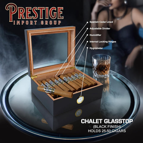 Chardonnay Dark Walnut Wood Cigar Humidor – Holds Up to 50 Cigars