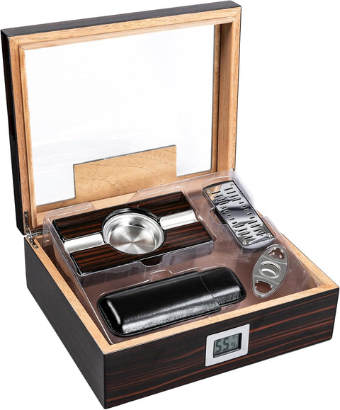 Kensington Cigar Humidor Gift Set – Holds Up to 75 Cigars