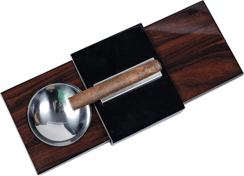 Prestige 2-in-1 Ashtray & Hidden Humidor – Brazilian Wood Finish