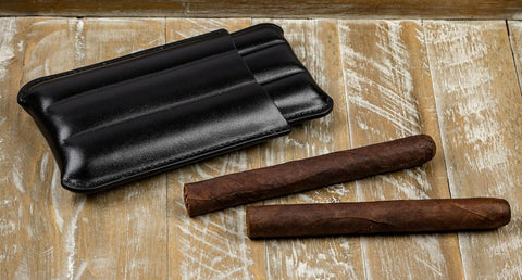 3 Cigar Holder Bonded Leather Travel Case – Black