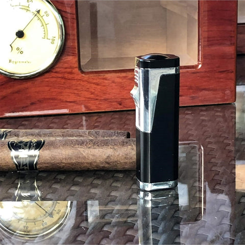 Typhoon Triple Flame Torch Lighter with Punch Cutter – Refillable & Windproof