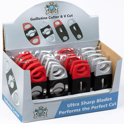 Rubberized Guillotine & V-Cut Cigar Cutters - Display Box - 20 Count