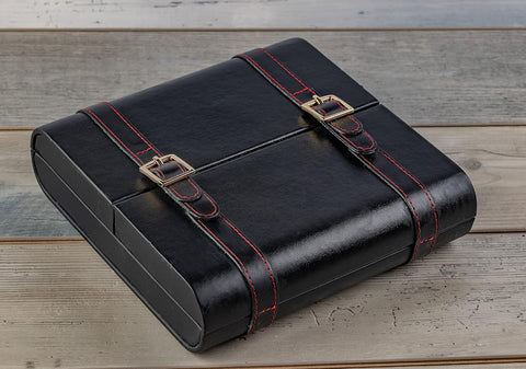 The Augustus Black Leather Travel Cigar Humidor – Holds up to 20 Cigars
