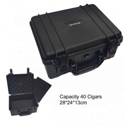 40 Ct. Black Waterproof & Crush-Resistant Travel Cigar Humidor