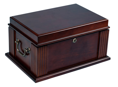 Caesar 50 Count Antique Finish Cigar Humidor – Distressed Walnut & Ash Burl Parquet Top