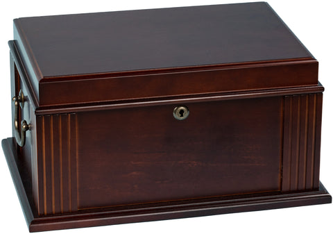 Caesar 50 Count Antique Finish Cigar Humidor – Distressed Walnut & Ash Burl Parquet Top