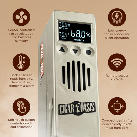 Cigar Oasis Excel 3.0 – Smart Electric Humidifier for Active Humidors