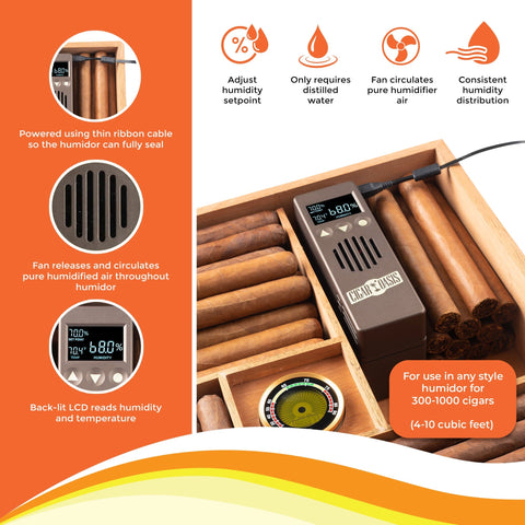 Cigar Oasis Plus 3.0 – Smart Electric Humidifier for Large Humidors