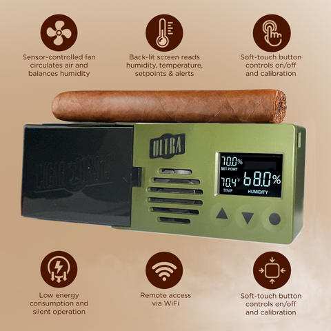 Cigar Oasis Ultra 4.0 Electric Humidifier LCD Display