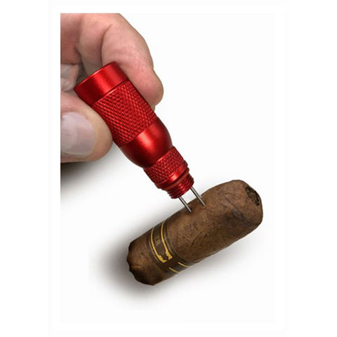4-in-1 Cigar Draw Tool with 2 Built-in Punch Cutters, Nubber, & Notch Bladed Needle Red