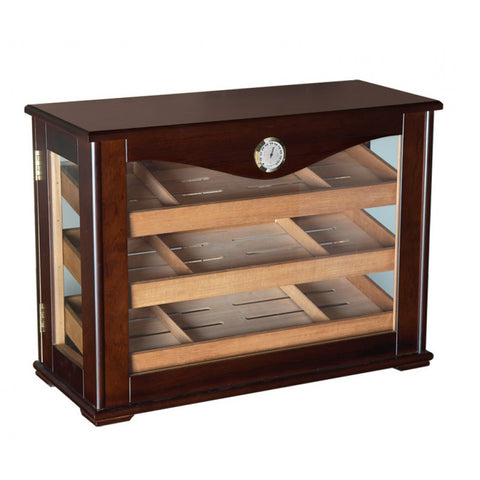 Marciano Large Dark Mahogany Countertop Cigar Humidor Display w/ Trays – Holds Up to 250 Cigars