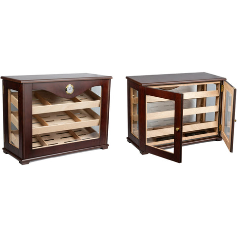 Marciano Large Dark Mahogany Countertop Cigar Humidor Display w/ Trays – Holds Up to 250 Cigars